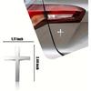 3D Christian Cross Car Decal - Metal Jesus Stickers for Cars, Trucks, SUV, Bible Religious Auto Emblem, Waterproof Chrome Silver Adhesive Backing