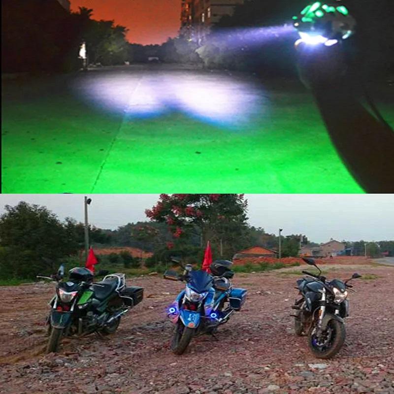 Motorcycle LED 12v 125w Headlights Car Spotlights 6000k Motorbike Work Head Lamp LED Angel Eye Lights Fog Lamp