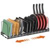 Nuovoware Extendable Frying Pan Rack with 14 Dividers, Arc-Shaped, for Pans, Pots, Cutting Boards, and Pots, Also Suitable for Dishes, Plates, and Ove