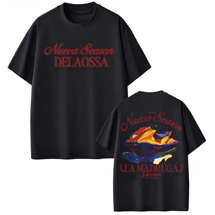 Rapper Delaossa NUEVA SEASON La Madruga Merch T Shirt for Men Women Hiphop Streetwear Oversized Tops Cotton TShirt