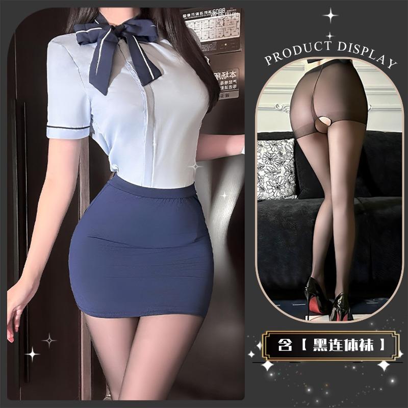 Sex lingerie stewardess secretary hip skirt stepmom skirt uniform free small chest passion cos cosplay