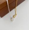Japanese & Korean Minimalist Peanut Pearl Necklace: Gold/Silver Clavicle Chain with Children's Lock