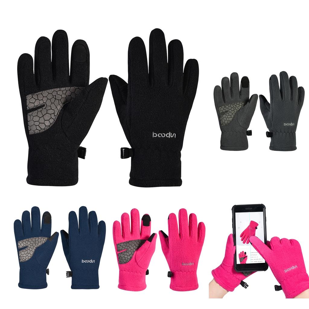 Kids Bicycle Gloves Polar Fleece Warm Anti Slip Full Finger Cycling Mitts for Outdoor Sports Riding