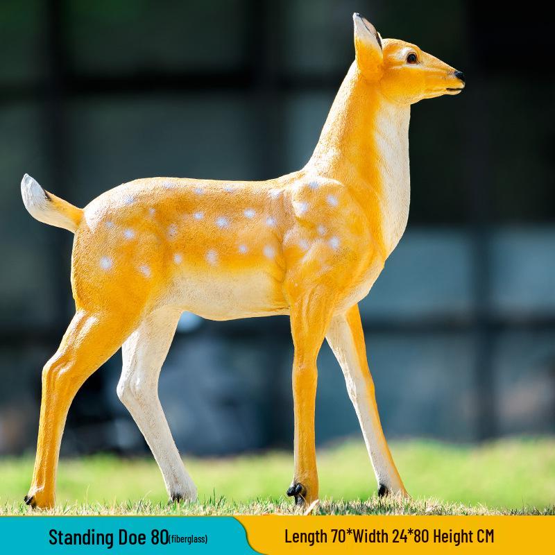 Luminous Fiberglass Sika Deer Sculpture for Garden Lawn Decoration