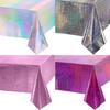 4pcs Aluminum Foil Tablecloths Shiny Rainbow Black Rectangle Tablecloth Dining Table Cover for Wedding Party Banquet Decoration