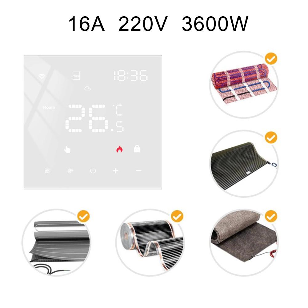 1pc Electric Floor Heating Thermostat Smart-Control 3600W, 16A, 220V Floor Heating Thermostat-Smart WiFi Programmable Thermostat