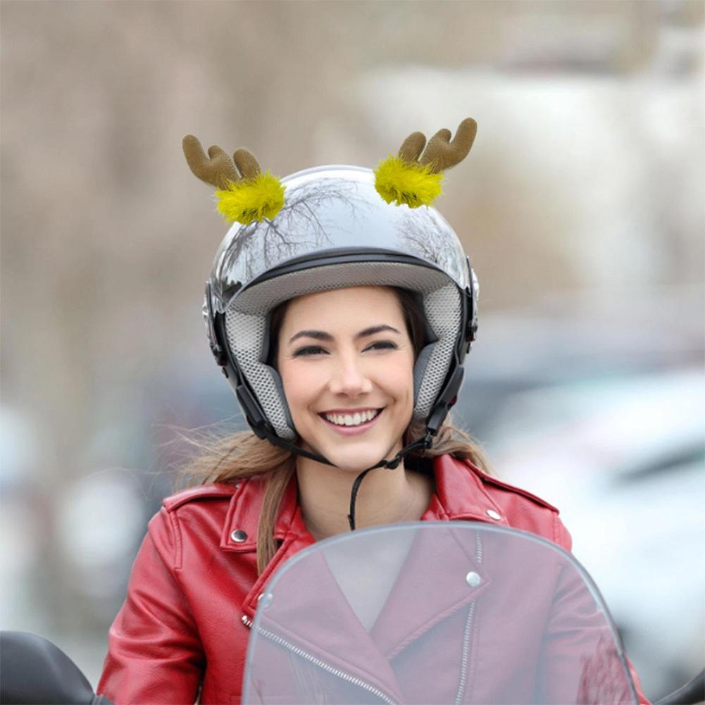 Christmas Antlers Motorcycle Helmet Decoration Electric Helmet, Ski Ear DIY Bike Decor Ornaments Helmet L9O0