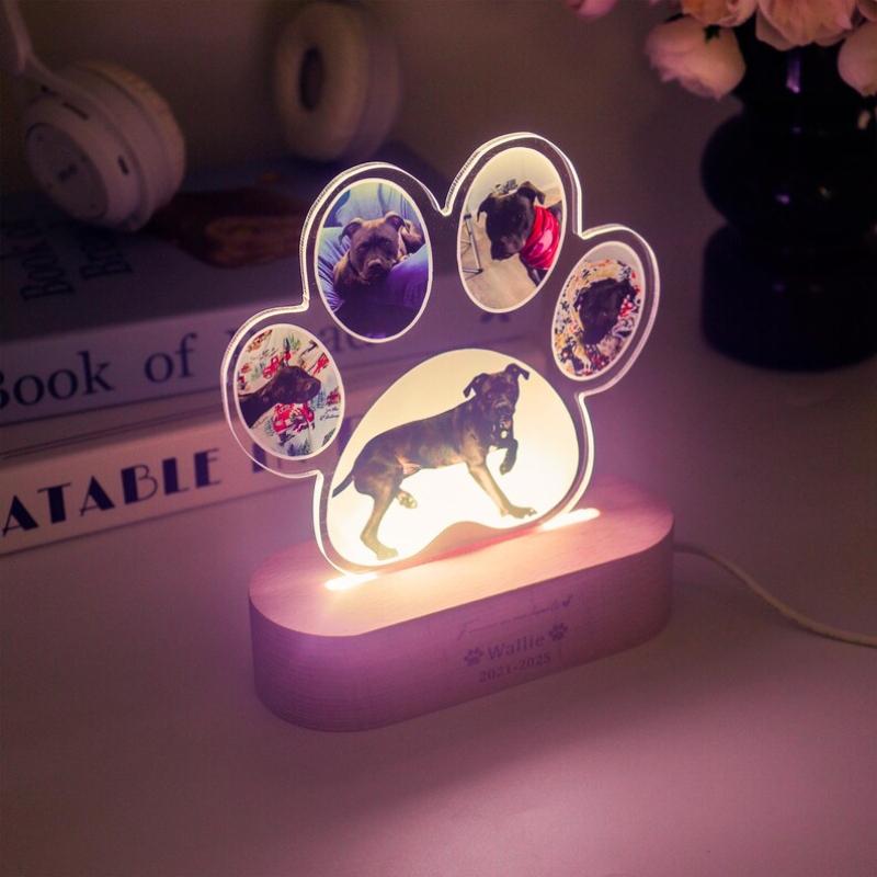 Women Personalized Dog Photo Night Light Custom Paw Collage LED Lamp Pet Memorial Gift For Dog Lover Dog Mothers Day