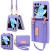 Custodia Vietao per Samsung Galaxy Z Flip 7, Portafoglio Portacarte in Pelle per Donna con Laccetto da Polso per Galaxy Z Flip 6, Oro Rosa