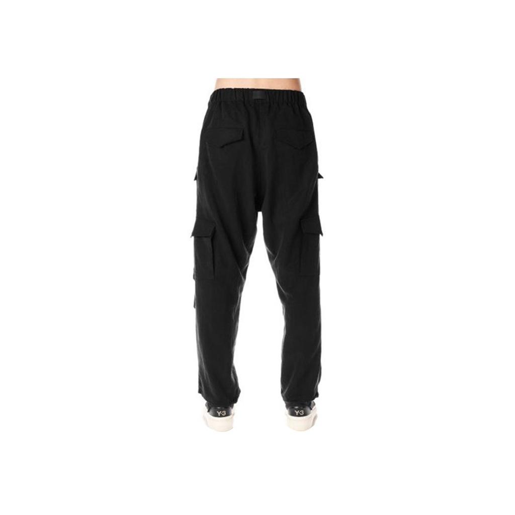 Y-3 Solid Color Mid Waist Cargo Pocket Straight Leg Casual Pants Men pants Black H63080