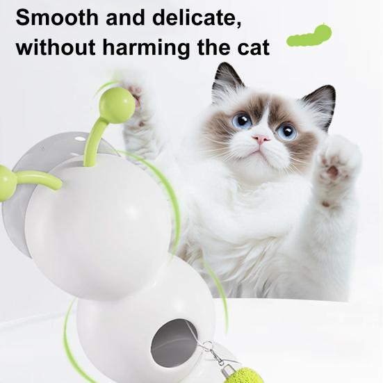 Yousheng Interactive Caterpillar Cat Toy Rechargeable Motion Activated Whack-a-Mole Toy with Suction Cup Automatic Fluffy Cat Teaser with 2 Tails