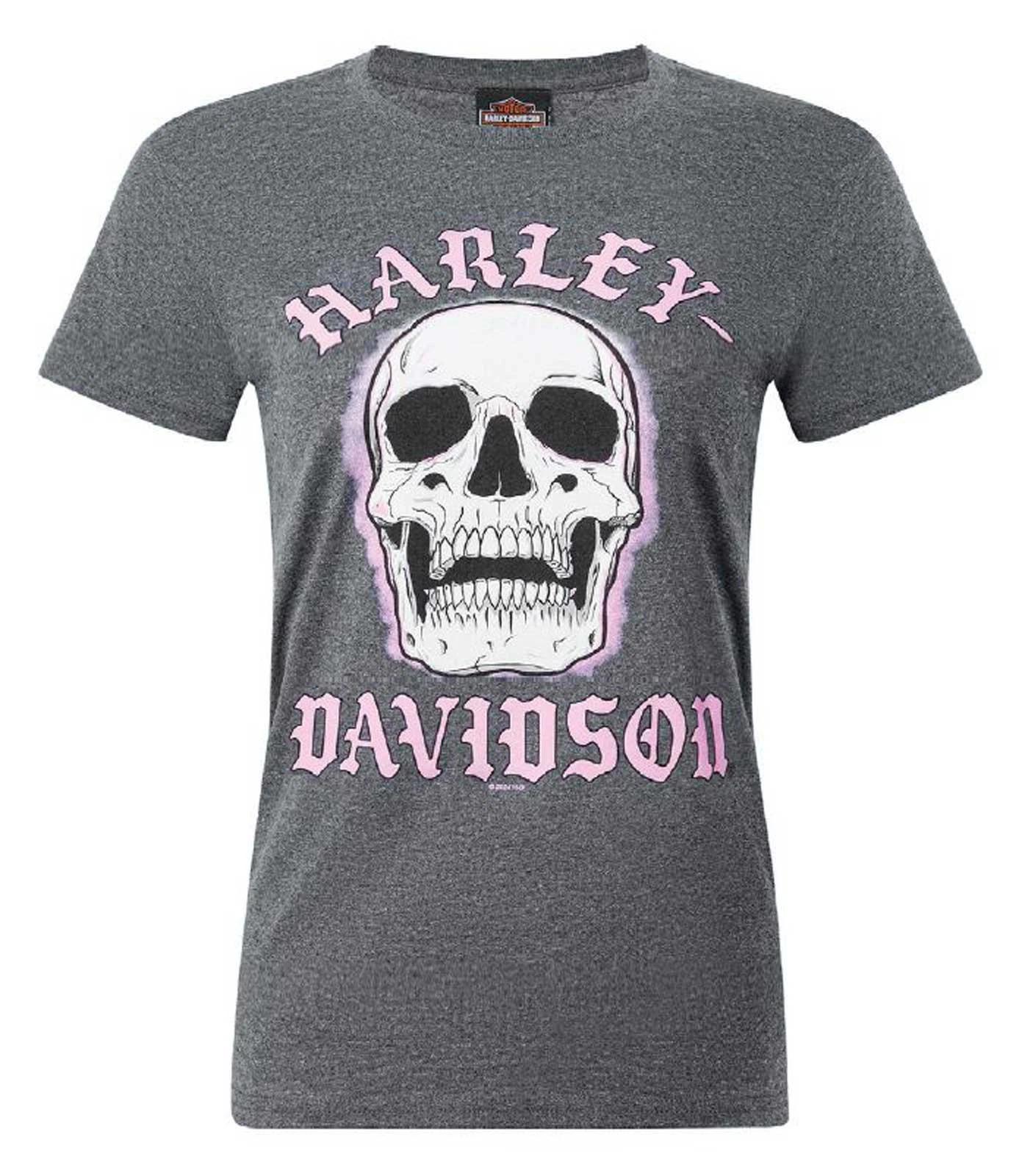 Harley-Davidson Women s Skull Glow Short Sleeve Crew-Neck Tee, Dark Heather S