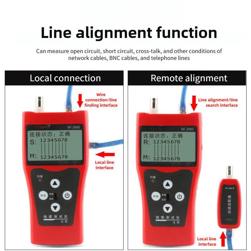 NF-308S LCD Cable Tester Handheld Network Cable Patrol Instrument Portable Network Wire Finder Set