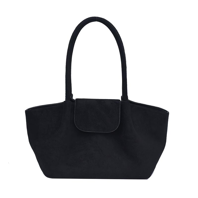 

Retro Suede Leather Fashi Women Shoulder Crossbody Bag HIgh Quality Solid Color Ladies Handbag Luxury Commuter Large Tote Sac 40cm 16cm 24cm чёрный