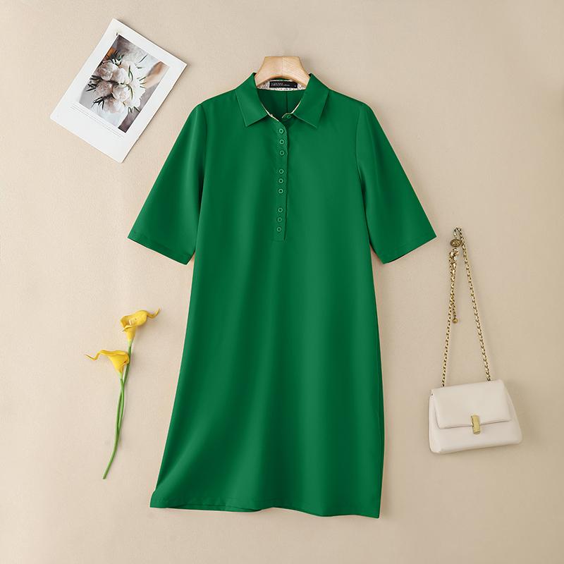 

ZANZEA Женское повседневное платье-рубашка с отложным воротником, свободное, летнее, с рукавом до локтя 5XL зелёный