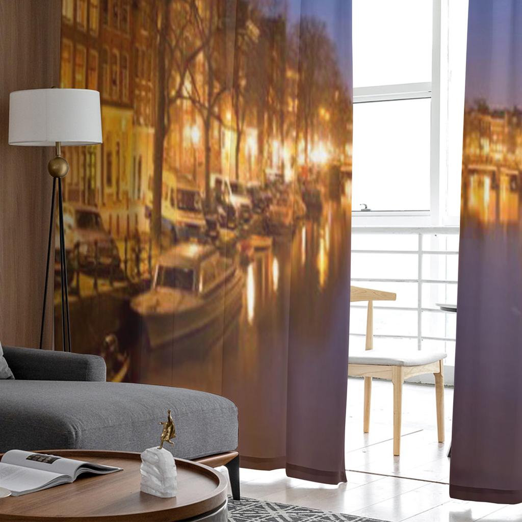 Nachtansicht Luxuriöse Chiffon-Vorhänge für Wohnzimmer, Schlafzimmer, Dekoration, Fenster, Voiles, Tüllvorhang