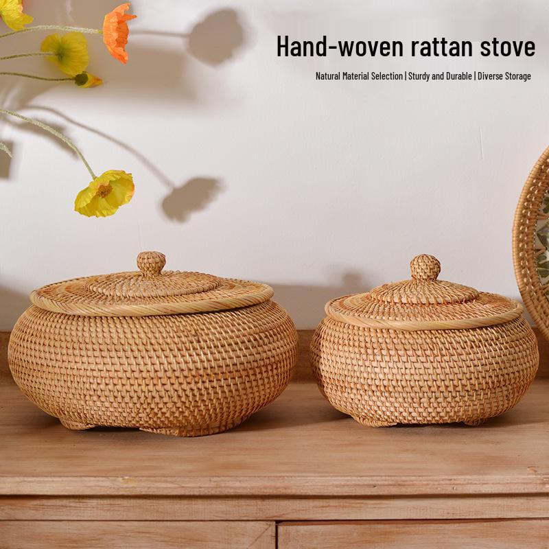 Vietnamese Pu'er Tea Tuocha Storage Box – Autumn Vine Woven Jar for Loose Leaf Tea and Snacks