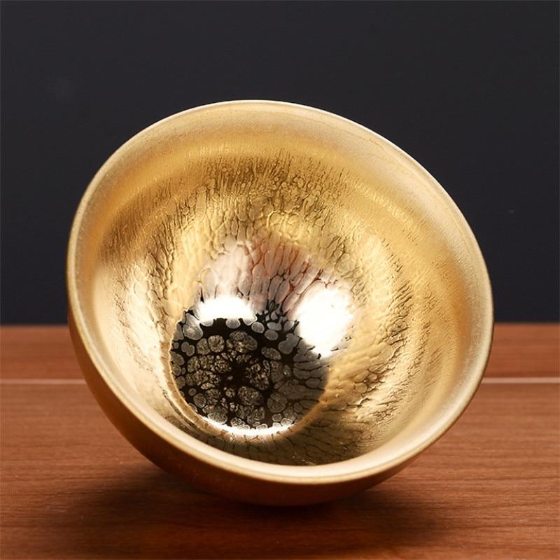 Ceramic Gold Glaze Kung Fu Master Cup Porcelain Small Tea Bowl Handmade Office Teacups Water Mug Drinkware