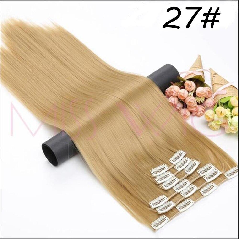 

Синтетические прямые волосы 55 см, 16 зажимов, 6 шт./компл., зажим на всю голову, наращивание волос, хвостик 27#