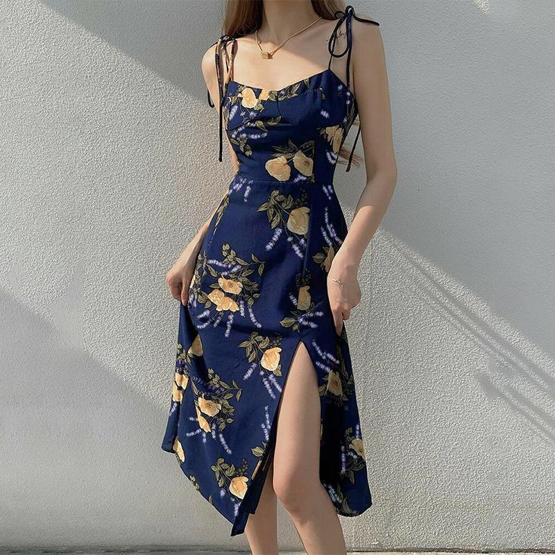 

ZANZEA Womens Casual Straps Sleeveless Floral Print Sling Dress L