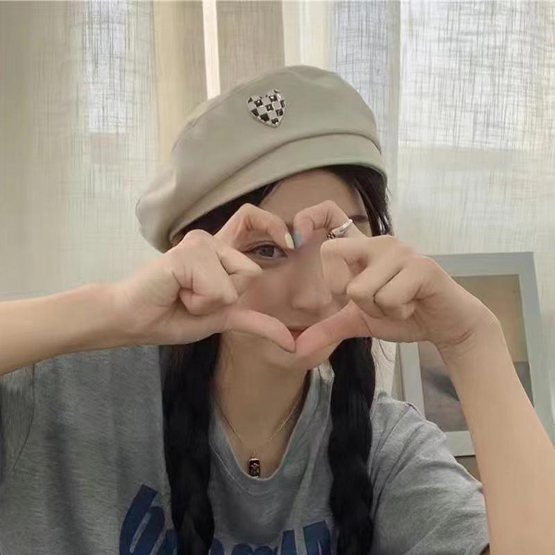 Einfache Damen-Baskenmütze für elegante Dame Winter Damen Malermütze Baumwollmützen Karomuster Vintage Achteckige Lässige Herbstmütze