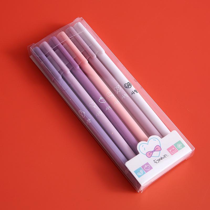 

6 Pcs/Set Morandi Color Ink Black Gel Pens Student Diary Pen Handbook Pen Workspace And Study Stationery School Supplies black