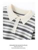 Andis Women's Color Block Stripe Polo Neck Knit Top - Age-Reducing Autumn/Winter Style