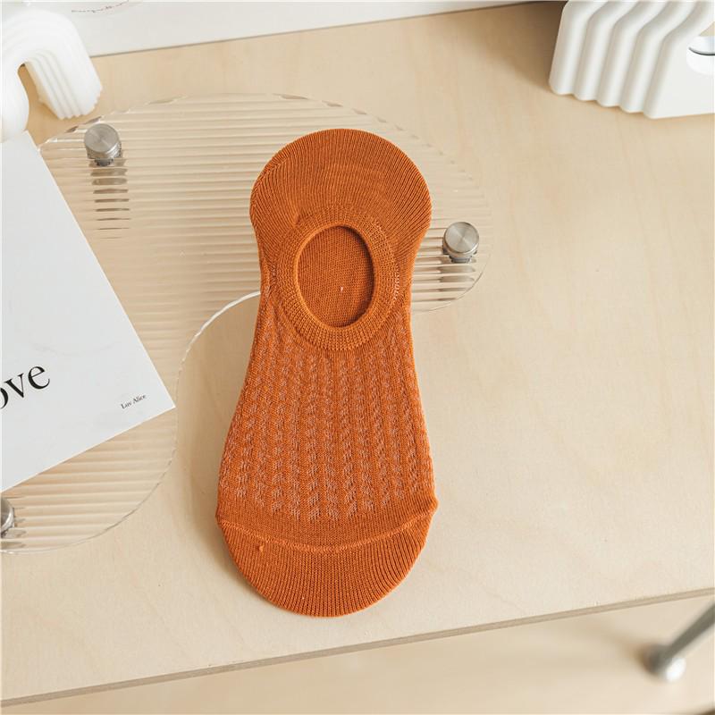 

Женские нескользящие невидимые летние носки - силиконовая накладка, без пятки, тонкие, в стиле лодочки One Size (33-39) красный/оранжевый