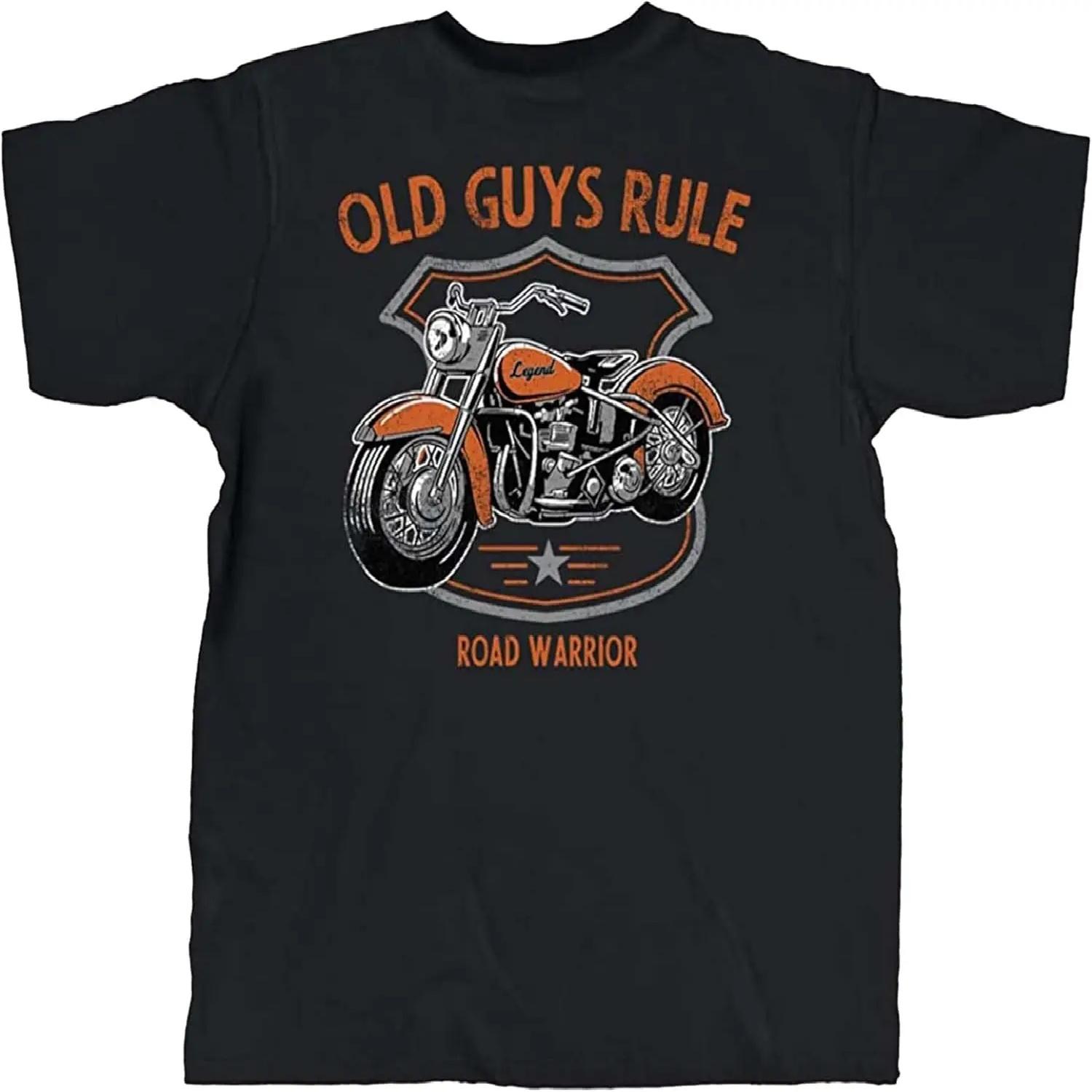

OLD GUYS RULE Men s Graphic T-Shirt, Road Warrior - Father s Day, Birthday Gift - Novelty Tee for Bikers, Motorcycle Riders XXXXXL чорний