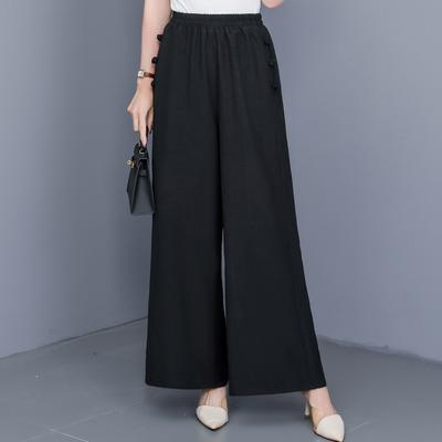 Casual Black Wide Leg Pants for Women Summer Clothes Plus Size High Waist Woman Trousers