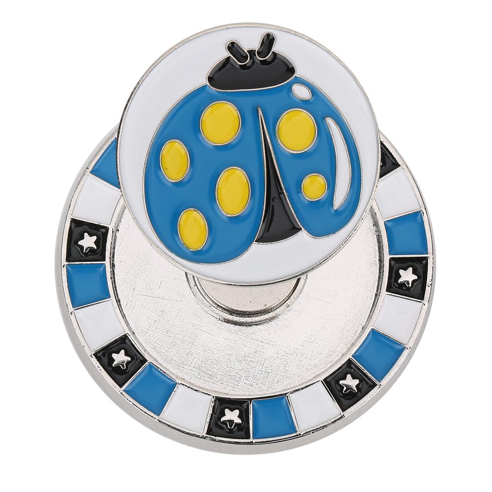 Zinc Alloy Double Layer Compact Golf Ball Marker Magnetic Hat Clip Cap Clamp Accessory SuppliesBlue Ladybug