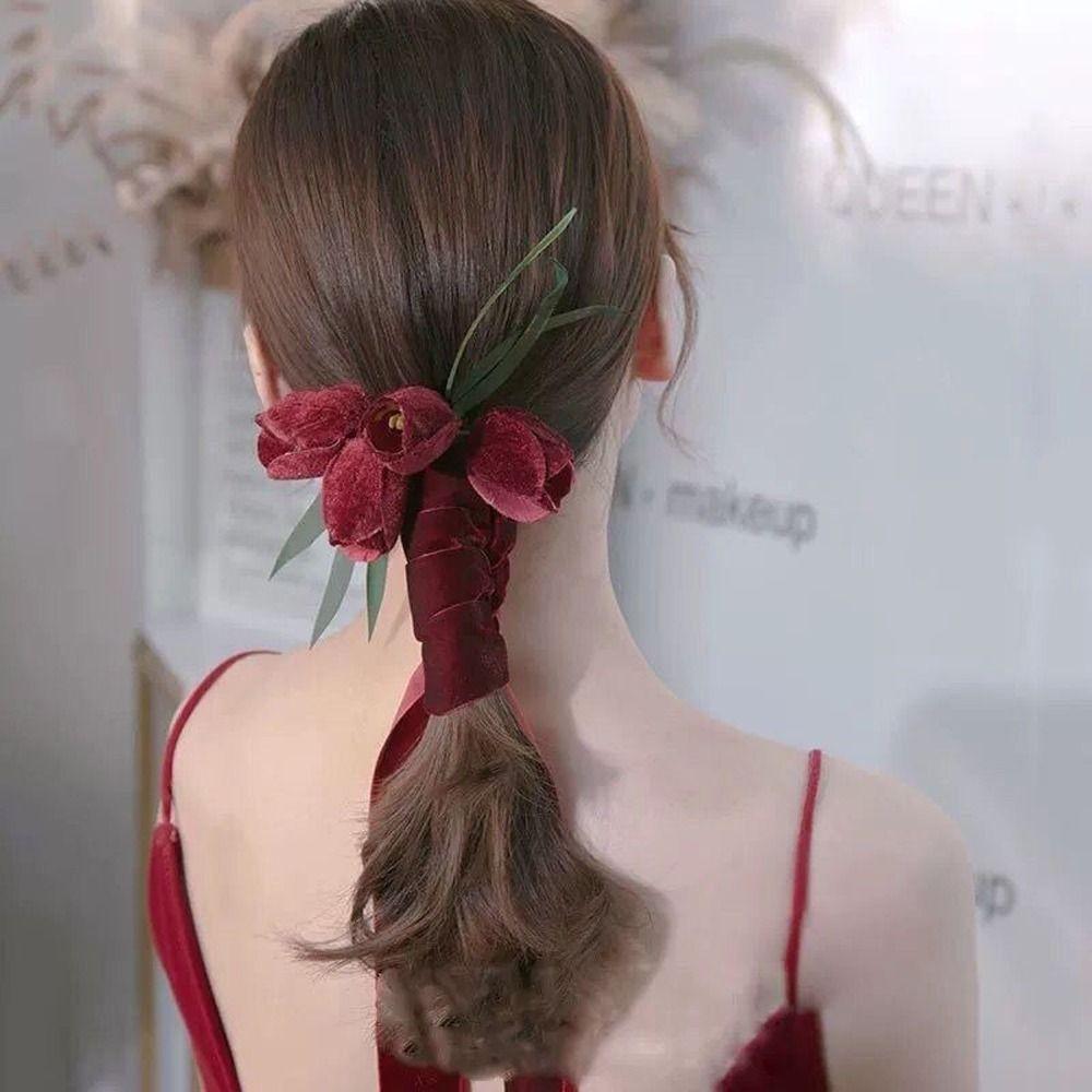 Hair Accessories Flower Hair Ribbon Women Hair Bands Brid Wedding Headband Velvet Korean Headwear