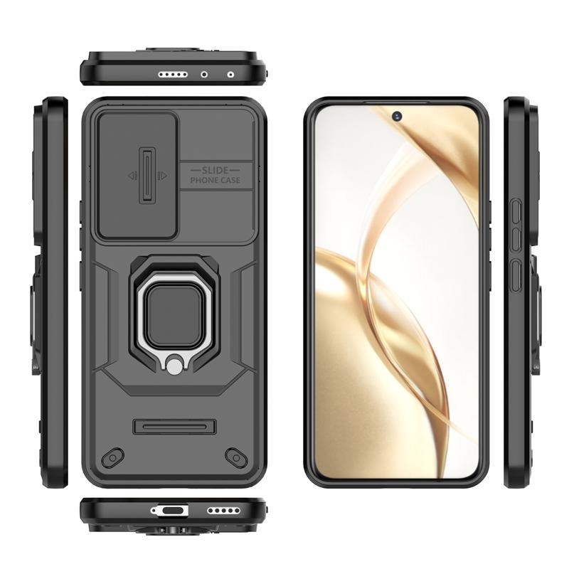 For Honor 200 Case Cover Honor 200 Capas Shockproof PC Back Phone Bumper Slide Lens Ring Holder Fundas Huawei Honor 200 Honor200