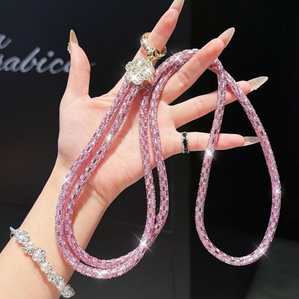 Bling Crossbody Chain Strap Rhinestone Beaded Phone Chain Portable Crystal Phone Chain For Women