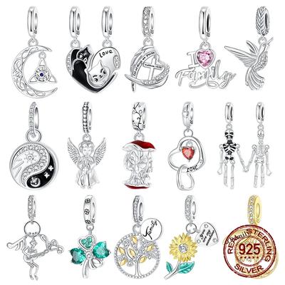 Se adapta a Pulseras Originales Zirconio Calavera Ángel Nudo Celta Nudo de la Trinidad Charms de Cobre Cuentas Joyería DIY de Cumpleaños Regalo
