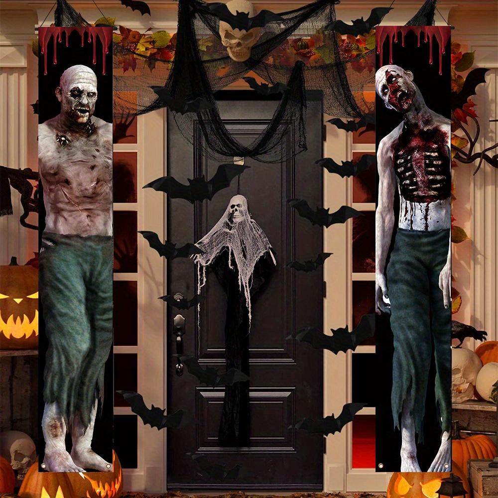 Halloween Porch Sign Zombie Multipurpose Carnival 1 Pair Polyester Indoor Outdoor Decor