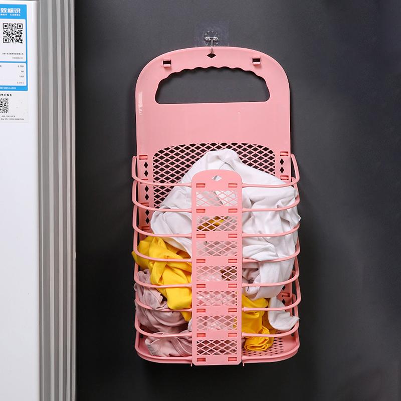 Plastic Storage Frame Foldable Dirty Clothes Basket Household Non Perforated Bathroom Wall Mounted Laundry Basket Clothes Basket