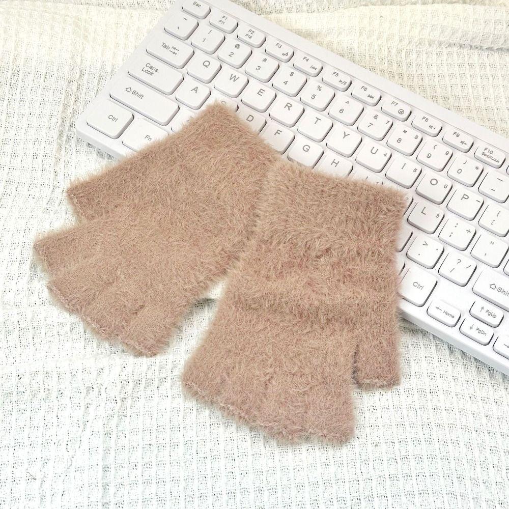 Thicken Winter Gloves Plush Glove Bracers Casual Students Finger Gloves  For Woman Girls