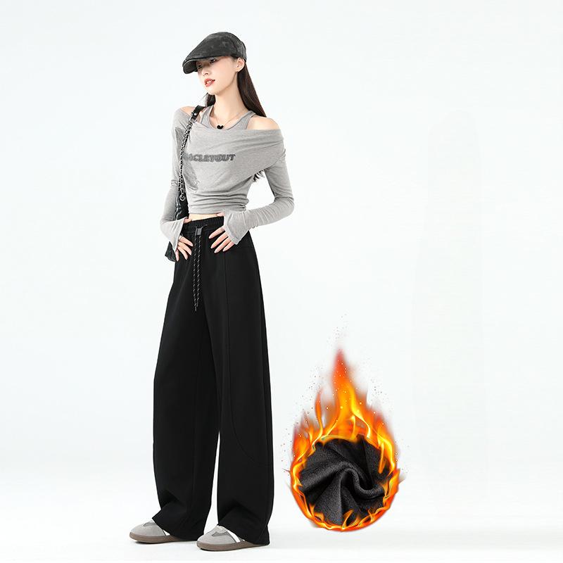 Baggy Casual Women Pants Cozy Simple Joggers Sporty Wide Leg Trousers All-match High Waist Fashion Female Basic Pants