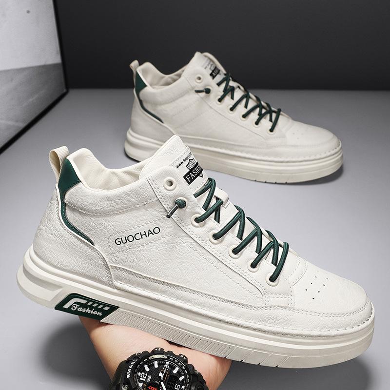 Autumn Fashion High Top Leather Casual Shoes Retro Outdoor Sport Walking Comfortable Warm Non-slip Luxury Sneakers Skate Shoes