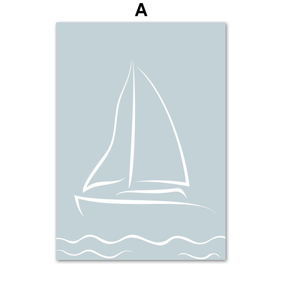 Sailboat Surfboard Monstera Palm Tree Lighthouse Posters And Prints Canvas Painting Wall Art Pictures Living Room Home Decor