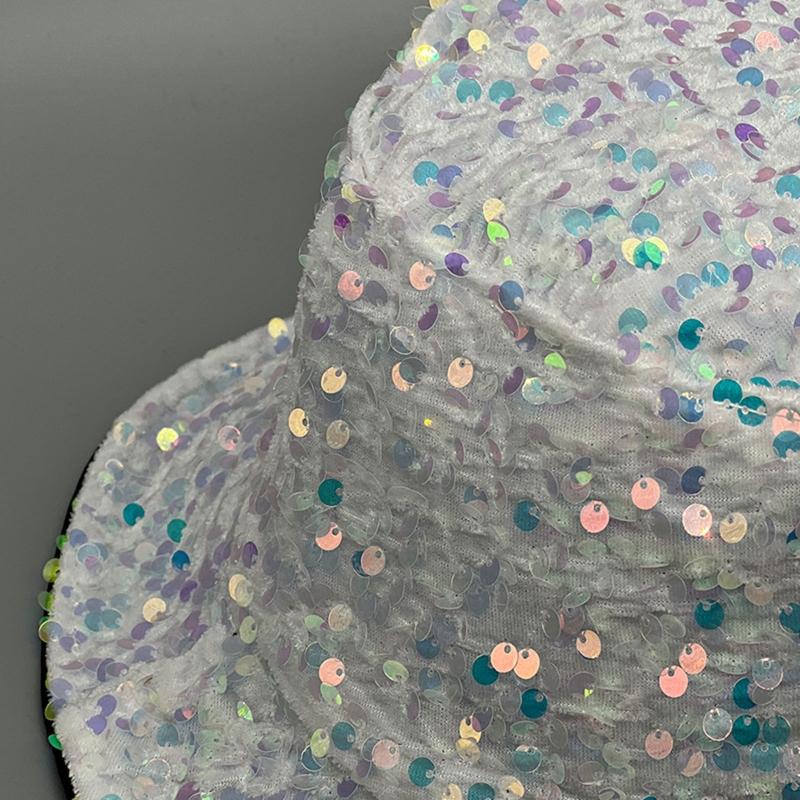 for Dazzle Color Sequins Bucket Hat Multi-Color All-match Wide Brim Bucket Hat Cool Summer Breathable Fisherman Cap Unis