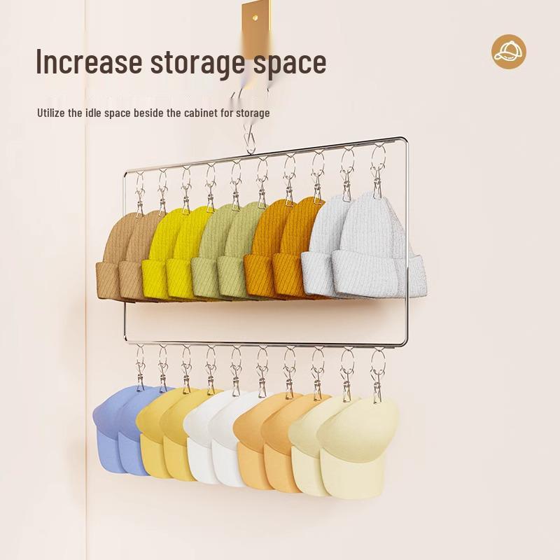 Hanging Hat Organizer Rack with Clips