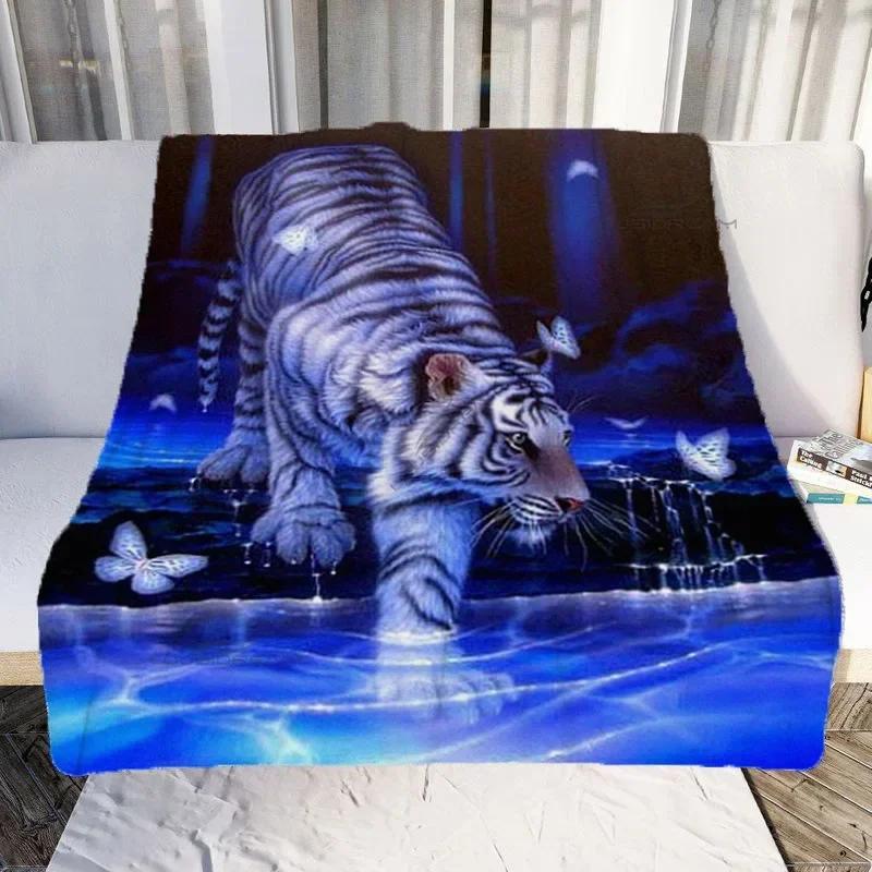 Tiger and White Tiger Patterns Blanket Animals Flannel Blanket Cosy Lazy Couch Cover Blanket Super Soft Sheet Mattresses