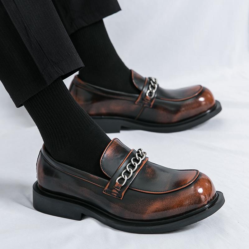 Fashion Fashionable New Men Round Toe Business Casual Leather Shoes Luxury Brand Men Spring Comfortable Thick Soled Banquet Oxford Shoes