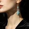 Vintage Blue Glass Bow Earrings - Retro Design Ornament
