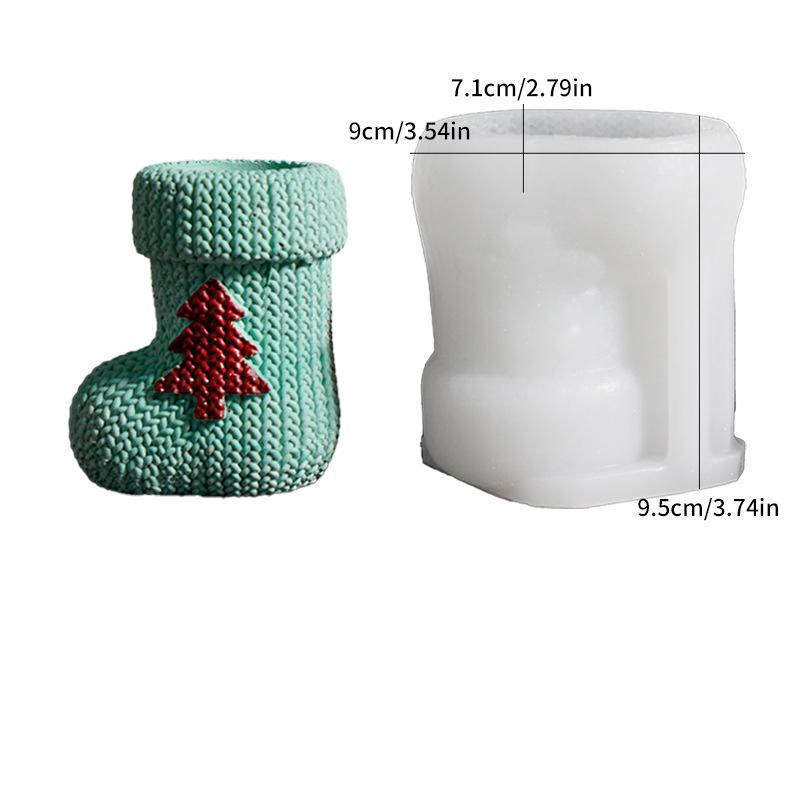 Christmas Knitted Stocking Candle Holder Silicone Mold Christmas Sock Decoration Ornament Resin Mold Handmade Xmas DIY Gift