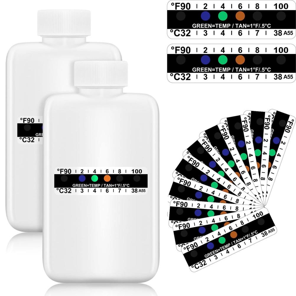Kit Completo per Test delle Urine 12 Pezzi Include Flaconi con Striscia Test Temperatura Bottiglia Portatile da Viaggio Termometro Adesivo
