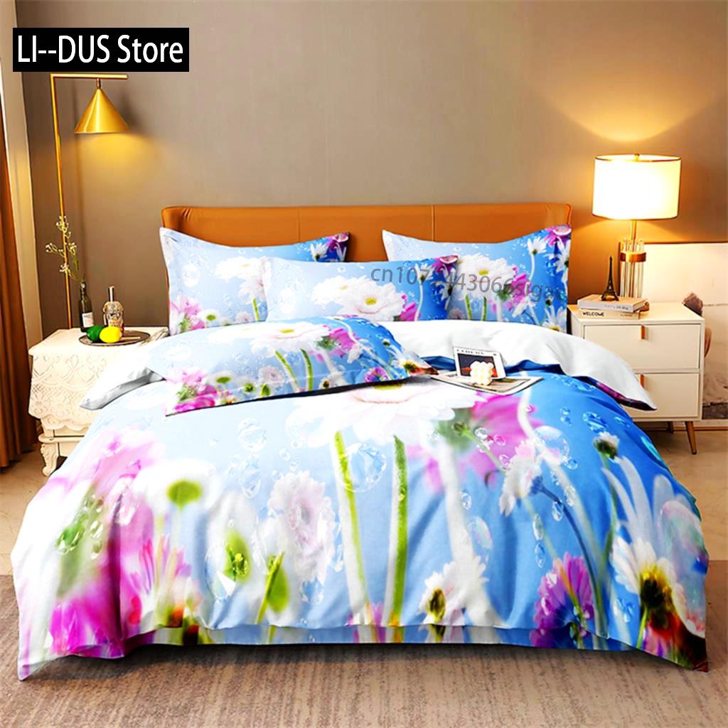 Butterfly Flower Queen Bedding Set Duvet Cover Set Bedding Digital Printing King Size Duvet Cover Set Bedding Set