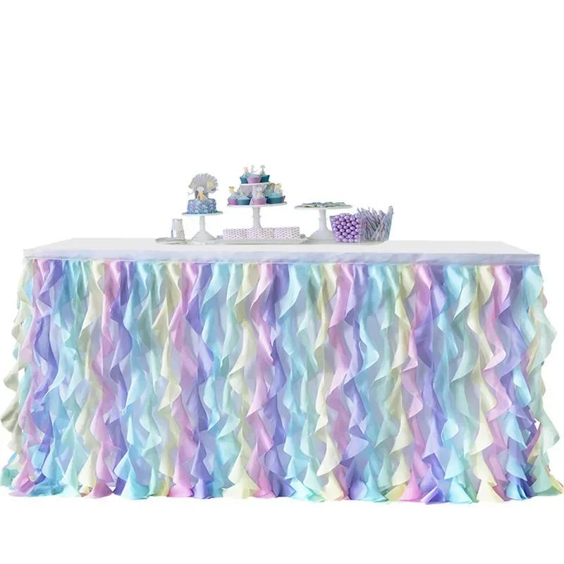 Wicker table skirt party birthday wedding chiffon curly  circumference dessert sign in  gauze  skirt
